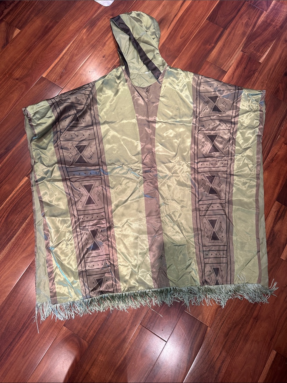 Men's Bruno Mars Hooded Poncho Jacket in Olive Green